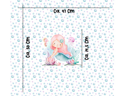 Jersey Stoff PANEL - Aquarell Meerjungfrau, koralle