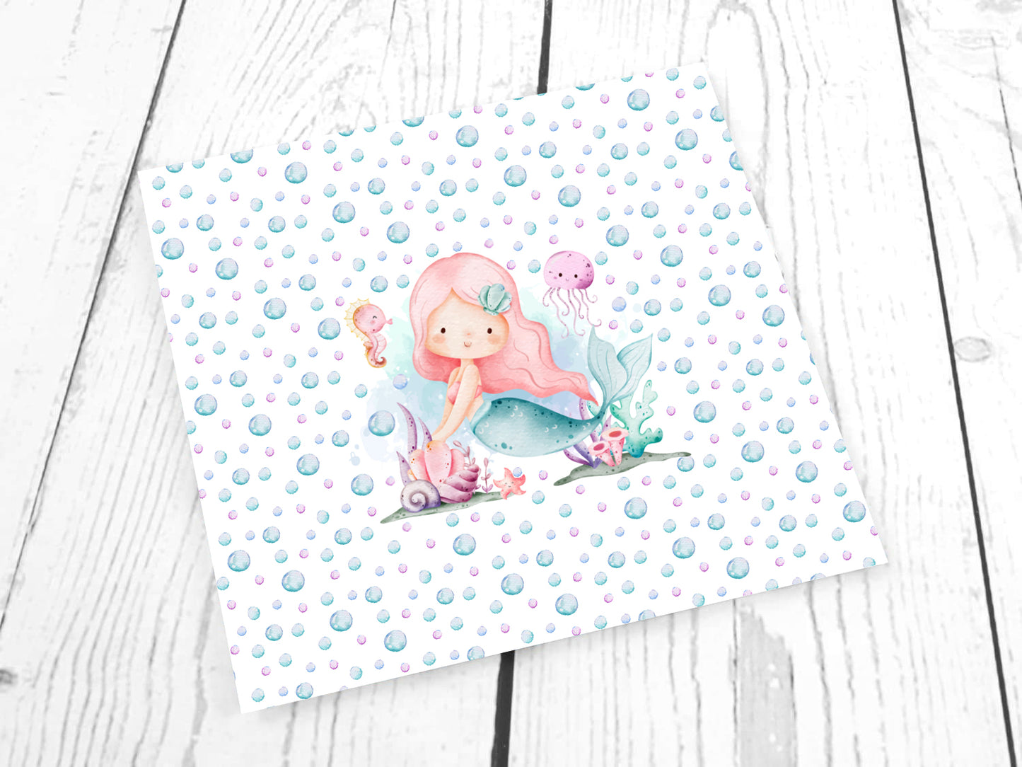 Jersey Stoff PANEL - Aquarell Meerjungfrau, koralle