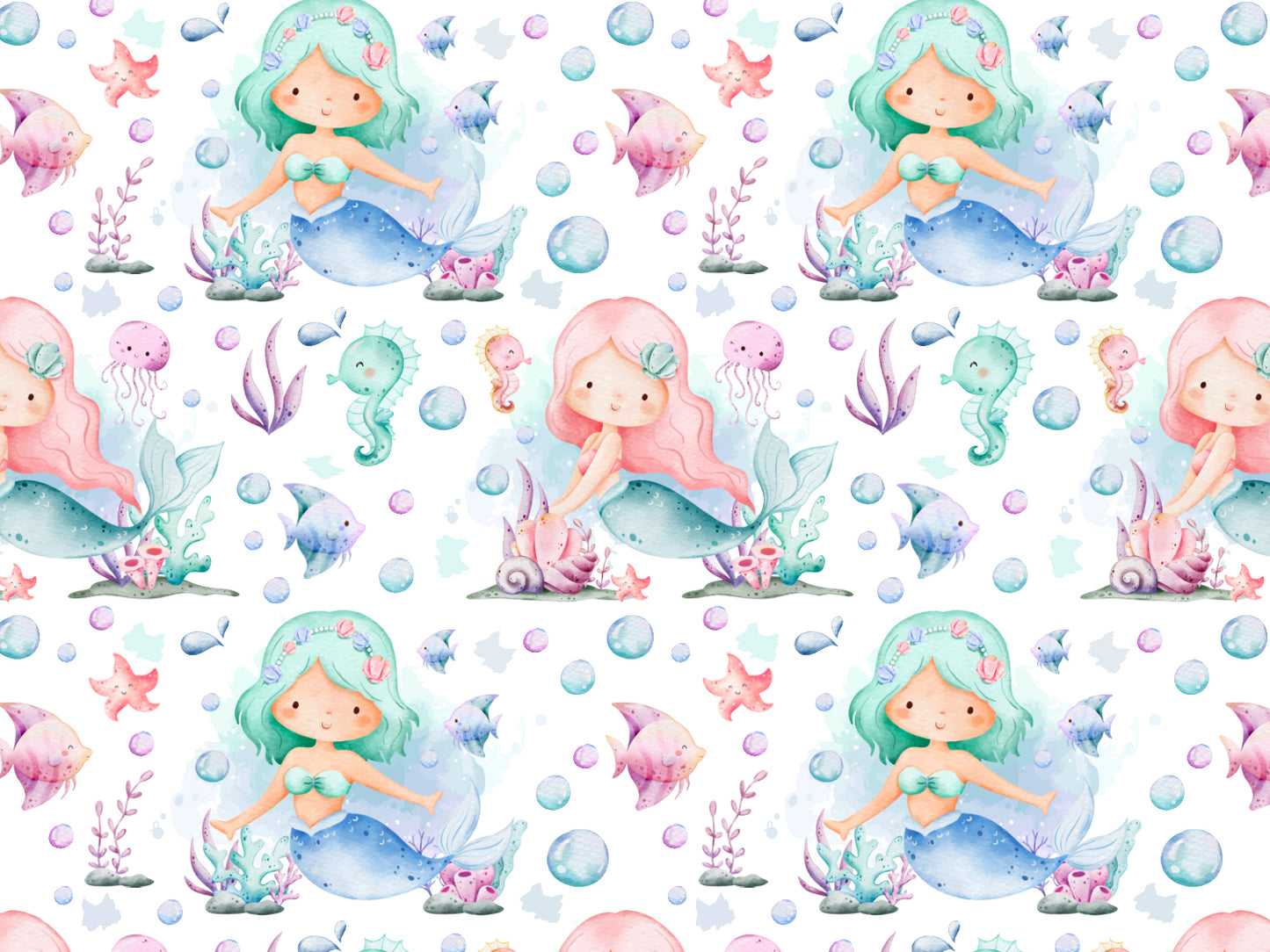 Jersey Stoff - Aquarell Meerjungfrau