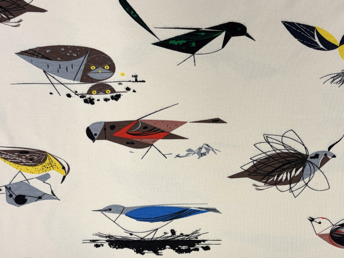 Jersey Stoff - Western Birds, creme