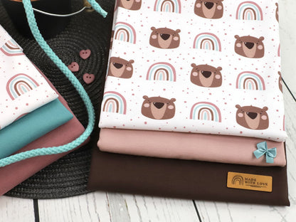 stoff-jersey-baumwolljersey-baumwolle-kathi-kunterbunt-baer-teddy-teddybear-regenbogen-rainbow-kleckse-tupfen-altrosa