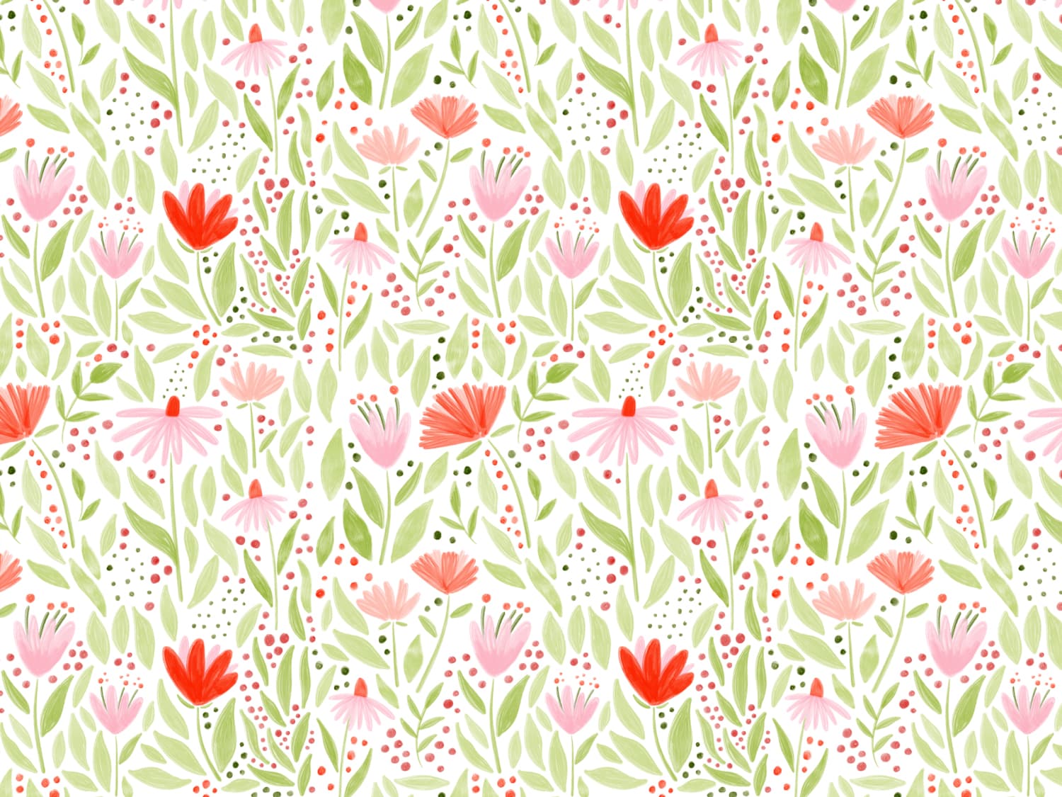 stoff-jersey-baumwolljersey-baumwolle-meterware-kathi-kunterbunt-eigenproduktion-blumen-floral-fruehling-sommer-gruen-rot-rosa