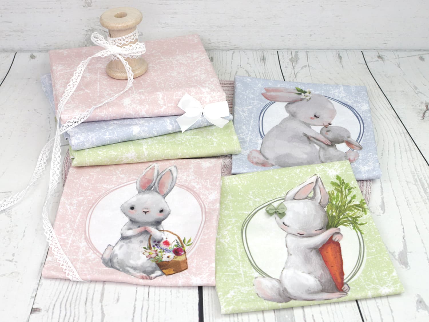 stoff-jersey-panel-baumwolle-baumwolljersey-fruehling-sommer-ostern-hase-bunny-osterhase-korb-blumen-serie