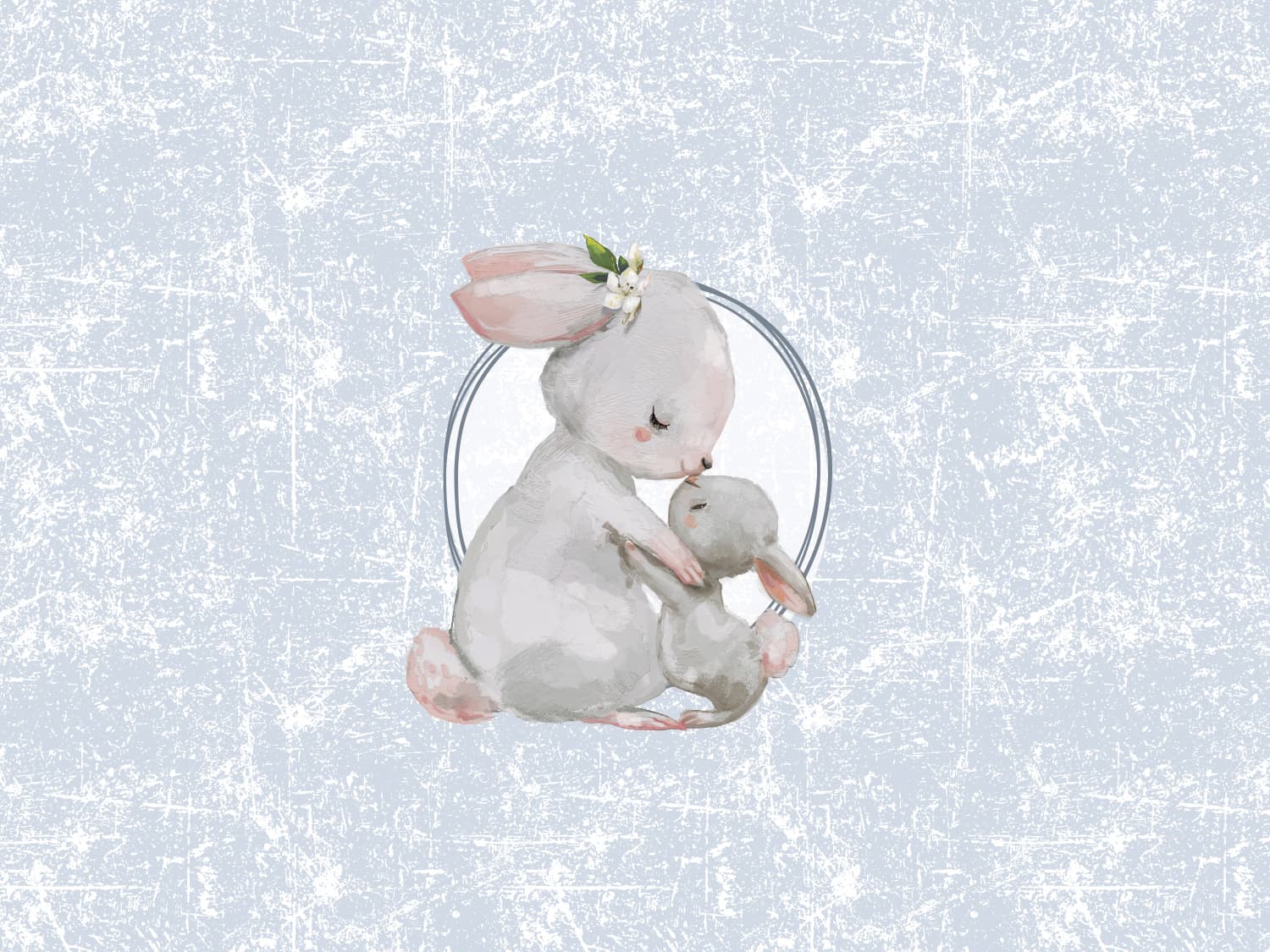 stoff-jersey-panel-baumwolle-baumwolljersey-fruehling-sommer-ostern-hase-bunny-osterhase-mama-und-kind-blau