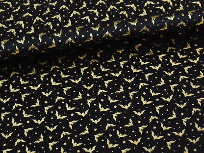 stoff-jersey-polyester-halloween-herbst-fledermaus-gold-schwarz-2