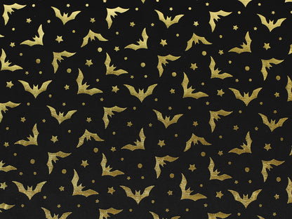 stoff-jersey-polyester-halloween-herbst-fledermaus-gold-schwarz