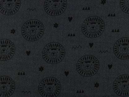 stoff-musselin-baumwolle-baumwollstoff-loewe-schwarz-dunkelgrau