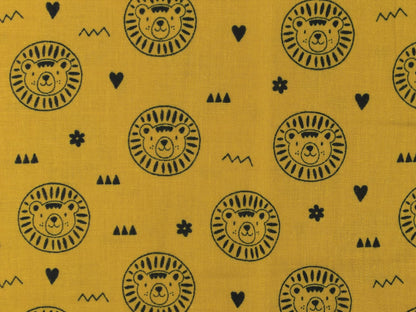 stoff-musselin-baumwolle-baumwollstoff-loewe-schwarz-senf