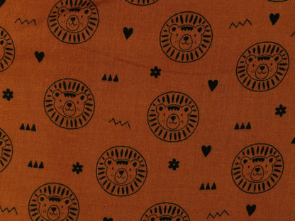 stoff-musselin-baumwolle-baumwollstoff-loewe-schwarz-terracotta