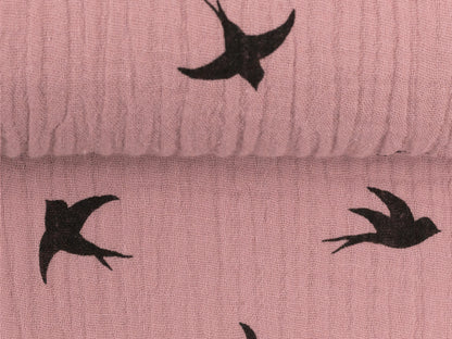 Tissu mousseline - pissenlits - marine