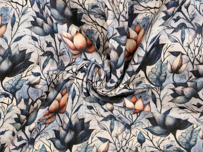 Double Gauze - Musselin Stoff - Blütenmeer