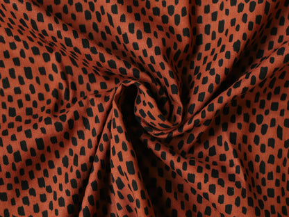 stoff-musselin-baumwolle-double-gauze-glatt-striche-tiny-strokes-schwarz-terracotta