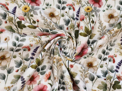 Double Gauze - Musselin Stoff - Blumenwiese