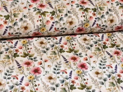 Double Gauze - Musselin Stoff - Blumenwiese