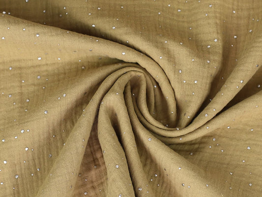 stoff-musselin-beige-schlamm-glitzer-punkte-tupfen-silber