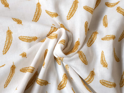 stoff-musselin-double-gauze-meterware-federn-gelb