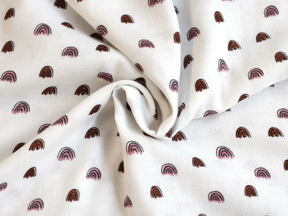 stoff-musselin-double-gauze-meterware-mini-regenbogen-rainbow-rosa-rost