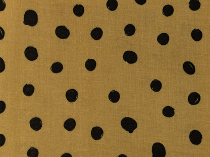 stoff-musselin-double-gauze-meterware-schwarze-tupfen-punkte-kleckse-erdnuss