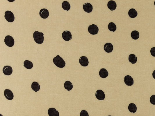 stoff-musselin-double-gauze-meterware-schwarze-tupfen-punkte-kleckse-milchkaffee