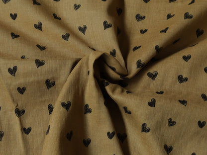stoff-musselin-double-gauze-meterware-sketch-hearts-herzen-erdnuss-schwarz