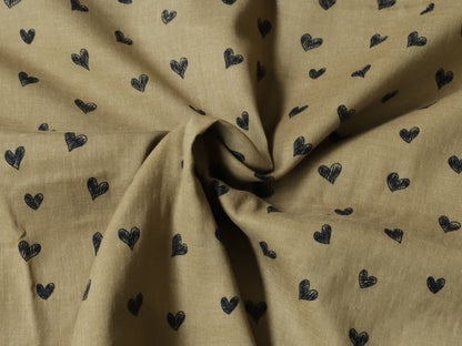 stoff-musselin-double-gauze-meterware-sketch-hearts-herzen-milchkaffee-schwarz