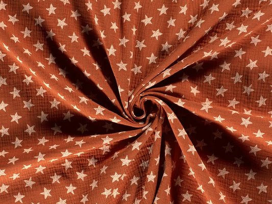 stoff-musselin-muslin-double-gauze-sterne-stars-sternchen-terracotta-2