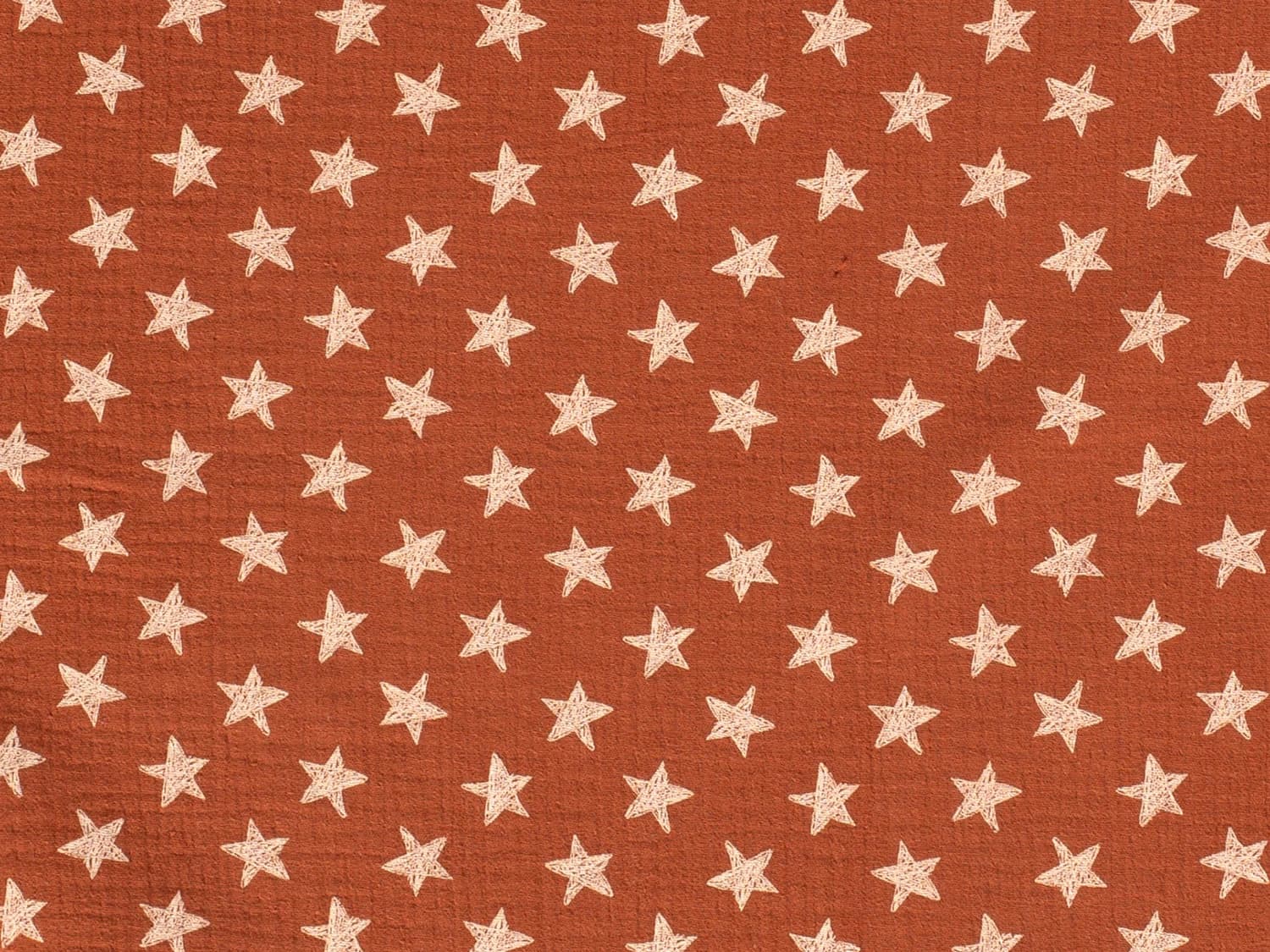 stoff-musselin-muslin-double-gauze-sterne-stars-sternchen-terracotta