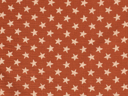 stoff-musselin-muslin-double-gauze-sterne-stars-sternchen-terracotta