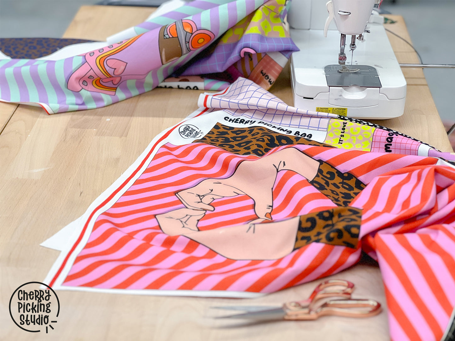 Jersey PANEL für die Cherry Picking Bag DIY, Nähmaterialien zum einfachen Nähen für Anfänger.