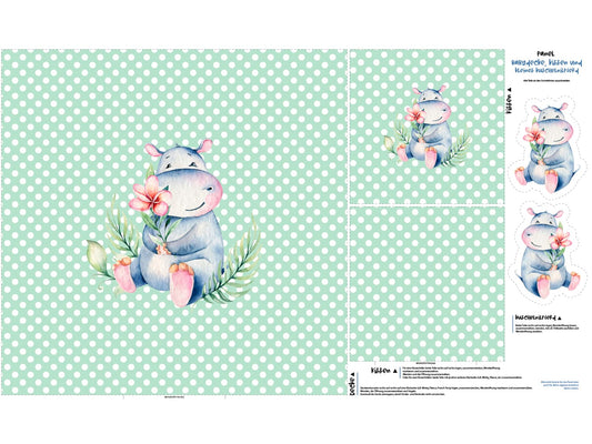 stoff-panel-french-terry-sommersweat-sweat-unangeraut-decke-kissen-diy-nilpferd-hibiskus-punkte