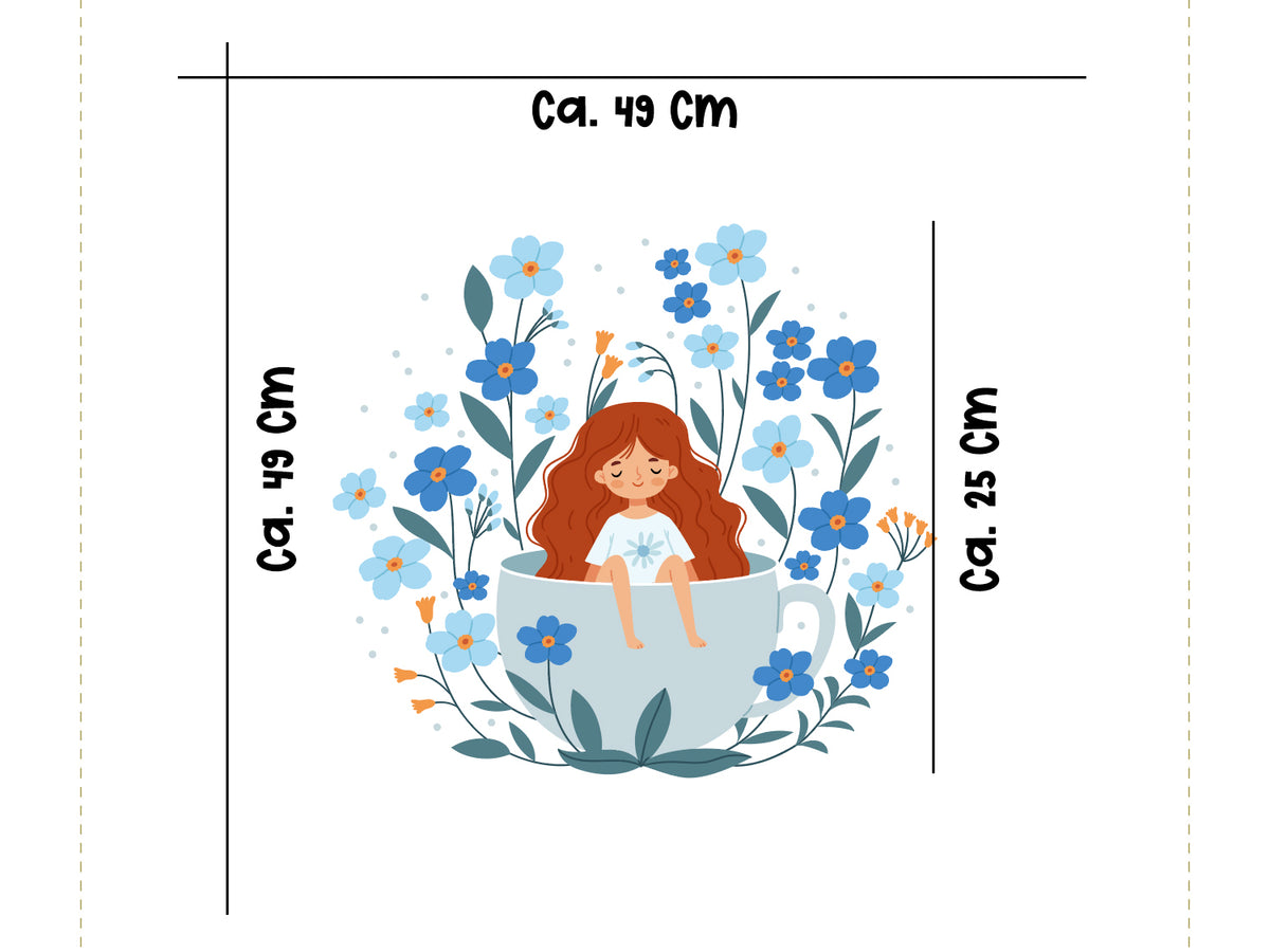 Jersey Stoff PANEL - Blumen Mädchen