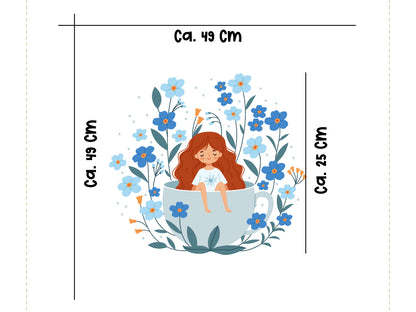 Jersey Stoff PANEL - Blumen Mädchen