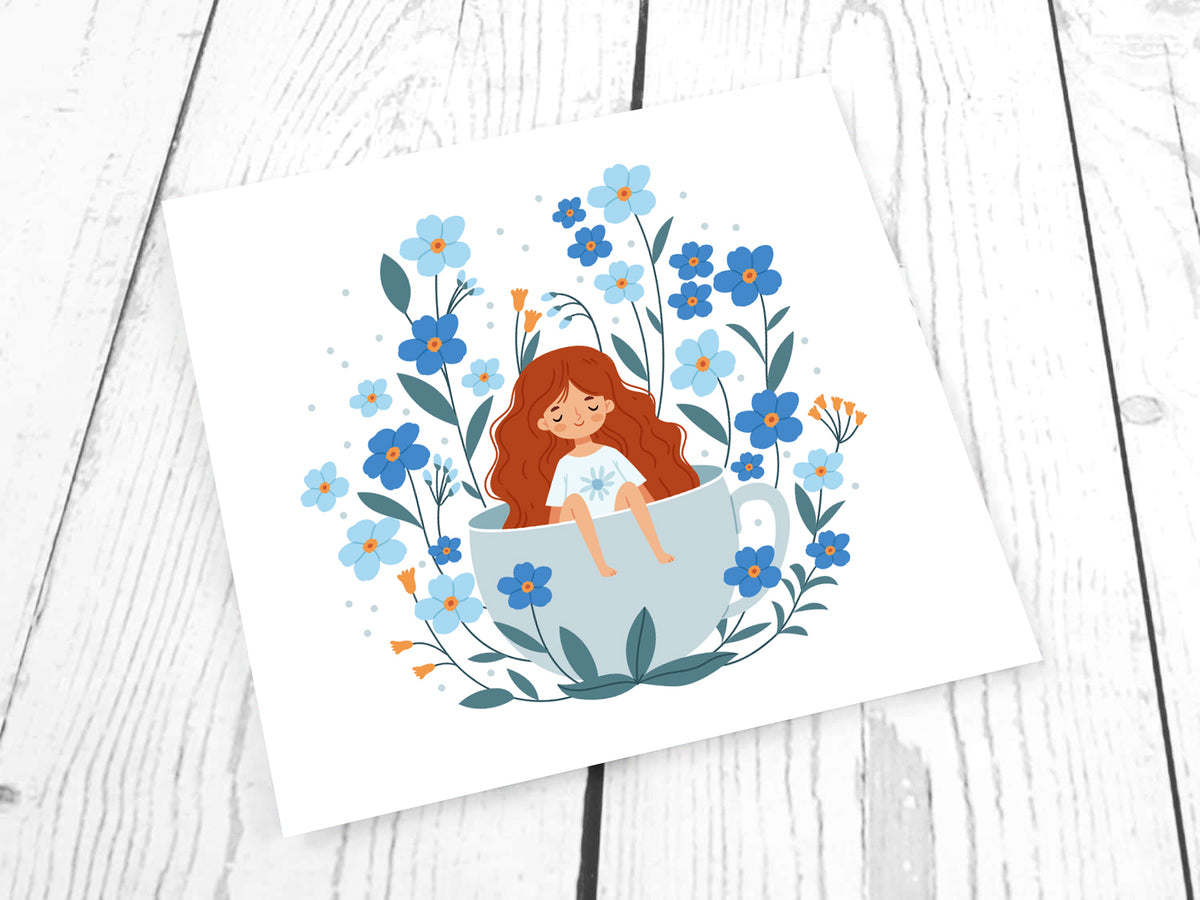 Jersey Stoff PANEL - Blumen Mädchen