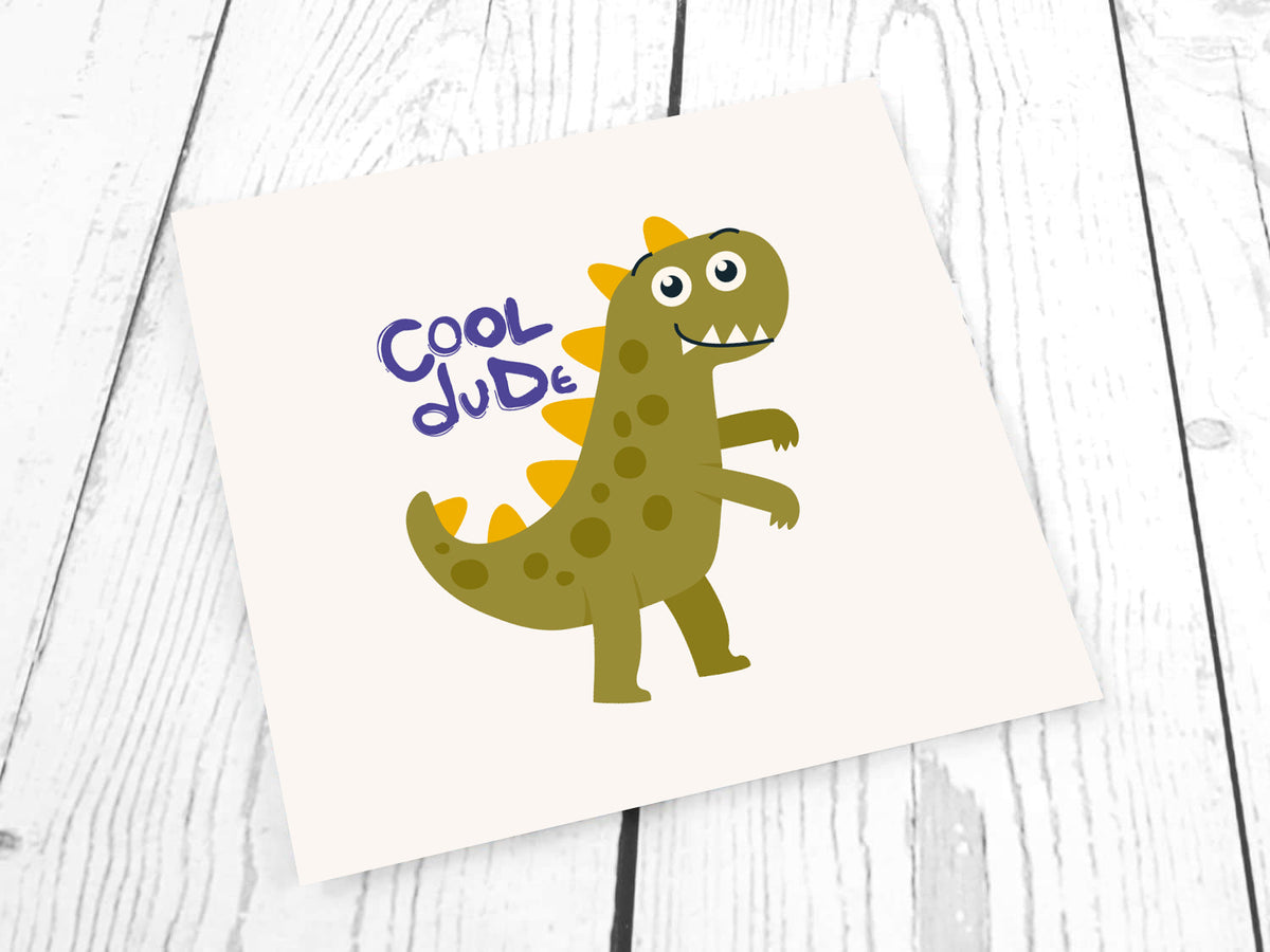 Jersey Stoff PANEL - Cool Dude - Dino, khaki