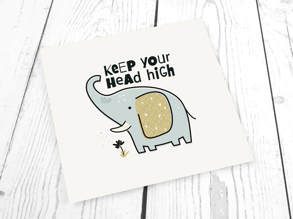 Jersey Stoff PANEL - Elefant - Keep Your Head High