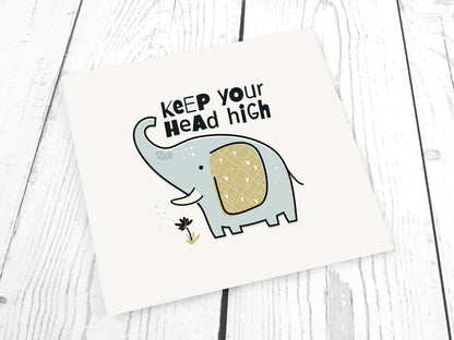 Jersey Stoff PANEL - Elefant - Keep Your Head High