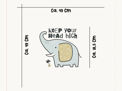 Jersey Stoff PANEL - Elefant - Keep Your Head High