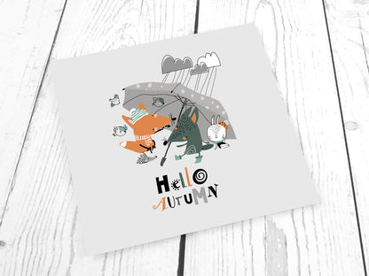 Jersey Stoff PANEL - Hello Autumn - Fuchs