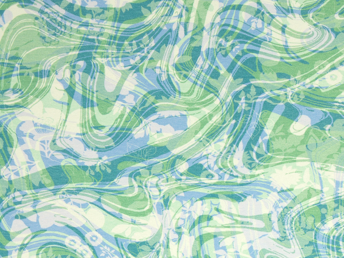 Jersey Stoff - Lena - grün,blau