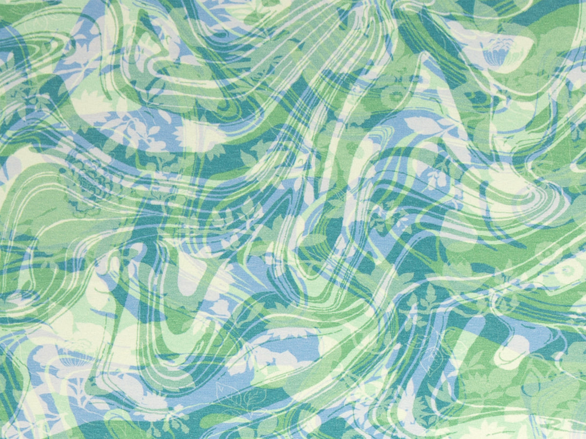 Jersey Stoff - Lena - grün,blau