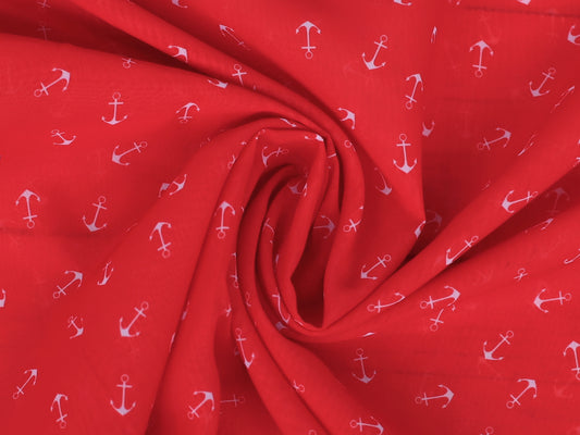 Bekleidungsstoff - Polyester - Anker, rot