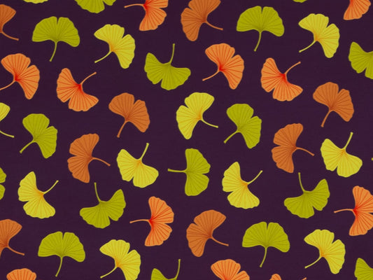 stoff-softshell-swafing-fiete-herbst-winter-ginkgo-blatt-aubergine