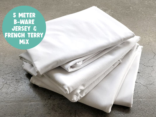 5m B-WARE Paket - Uni Jersey & French Terry Mix - weiß