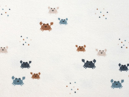 stoff-stretch-frottee-baumwolle-polyester-kleine-krabbe-cremeeiss