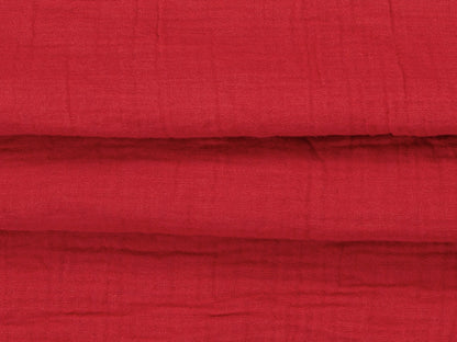 Rot Musselin Stoff, 100% Baumwolle, ca. 135 cm breit, ideal für Nähprojekte. rot musselin stoff kaufen.
