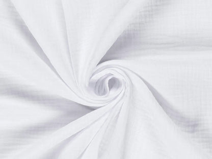 Uni Musselin Stoff - weiß, 100% Baumwolle, ideal zum weißer Musselin Stoff kaufen.