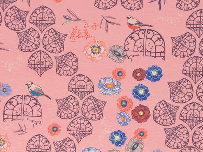 stoff-viskose-jersey-viskosejersey-bienvenido-colorido-in-the-garden-koralle-2