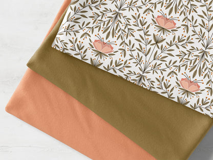 stoffpaket-stoff-baumwolle-french-terry-sommersweat-kathi-kunterbunt-herbst-autumn-blume-blaetter-herbstblume-oliv-aprikose-2