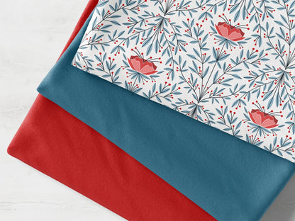 stoffpaket-stoff-baumwolle-french-terry-sommersweat-kathi-kunterbunt-herbst-autumn-blume-blaetter-herbstblume-rot-blau