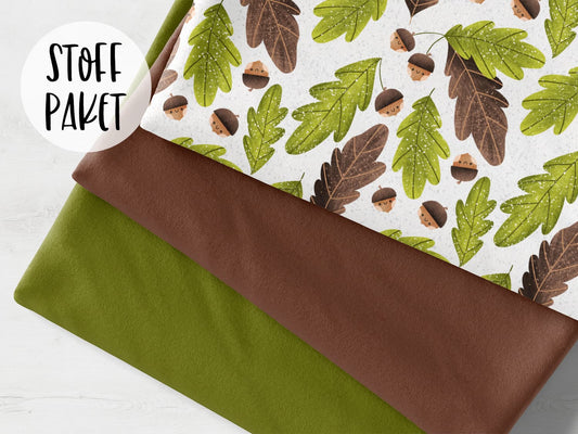 stoffpaket-stoff-baumwolle-french-terry-sommersweat-kathi-kunterbunt-herbst-blaetter-eicheln-acorn-herbstliebe-autumn-hello-fall-gesicht-bild